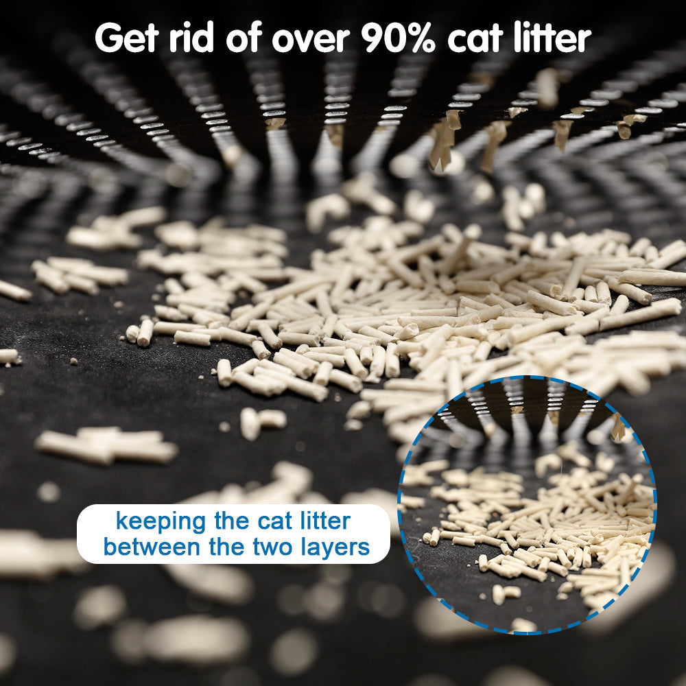 KFX-0197309 Cat Litter Mat with Double Layer Design, Waterproof EVA Cleaning Pad for Litter Box Area