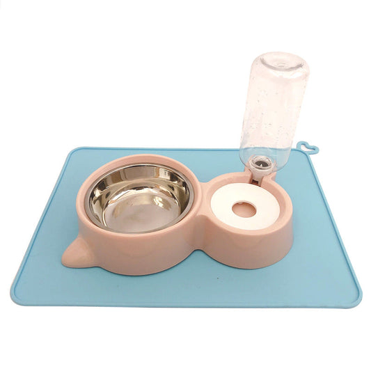 KFX-0197821 Automatic Double Bowl Water Dispenser for Cats and Dogs - 500ml Capacity, Stainless Steel & Durable Materials
