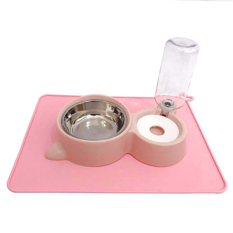 KFX-0197821 Automatic Double Bowl Water Dispenser for Cats and Dogs - 500ml Capacity, Stainless Steel & Durable Materials