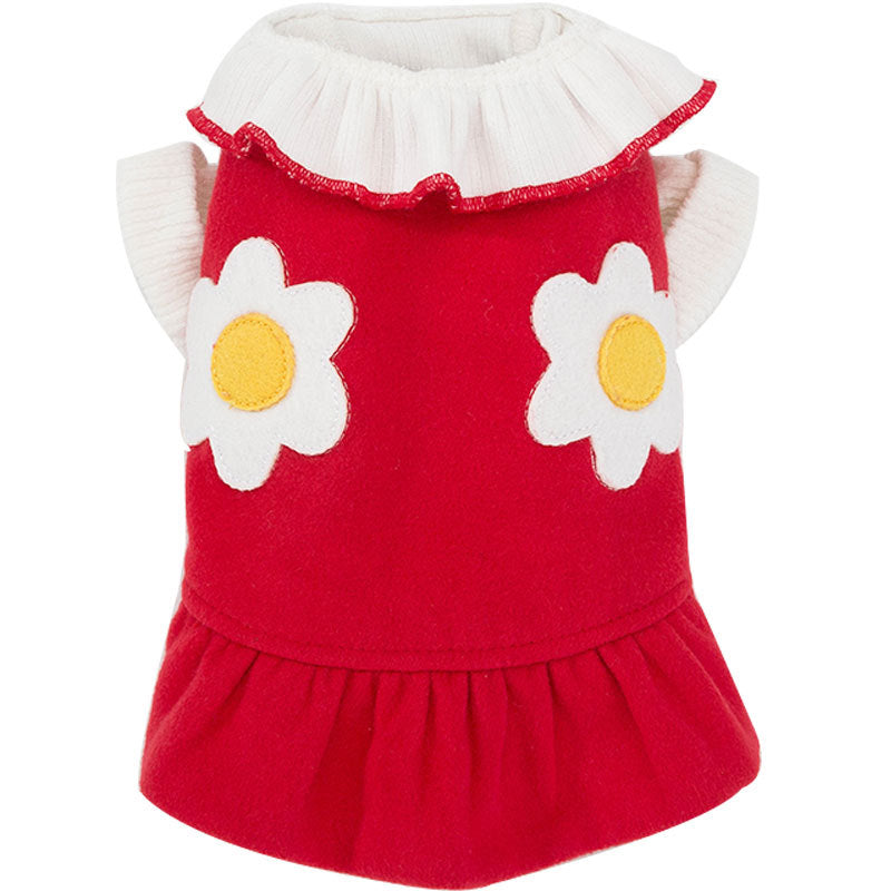 KFX-0198205 Daisy Flower Princess Woolen Skirt for Pets - Multiple Sizes Available