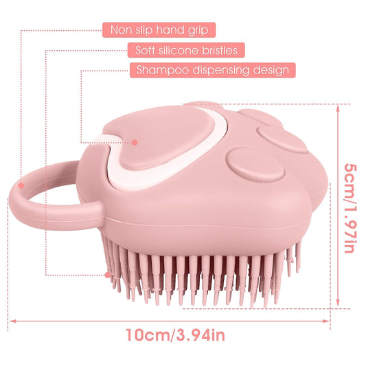 KFX-0199101 Soft Silicone Pet Grooming Brush with Shampoo Dispenser for Dogs and Cats