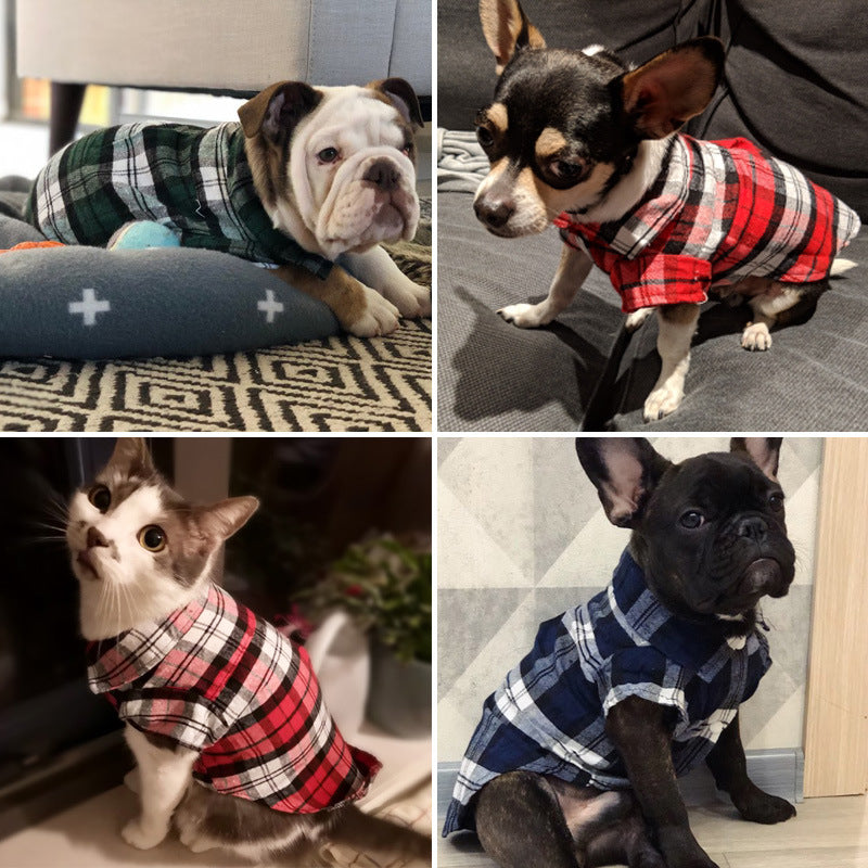 KFX-0199997 Plaid Cotton Shirt for Dogs – Stylish Spring and Summer Apparel