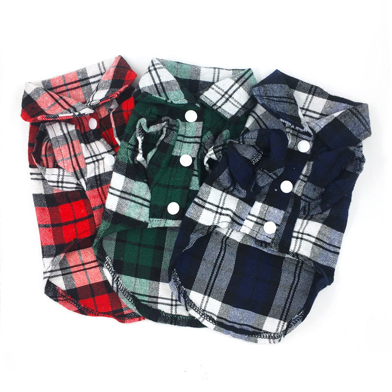 KFX-0199997 Plaid Cotton Shirt for Dogs – Stylish Spring and Summer Apparel