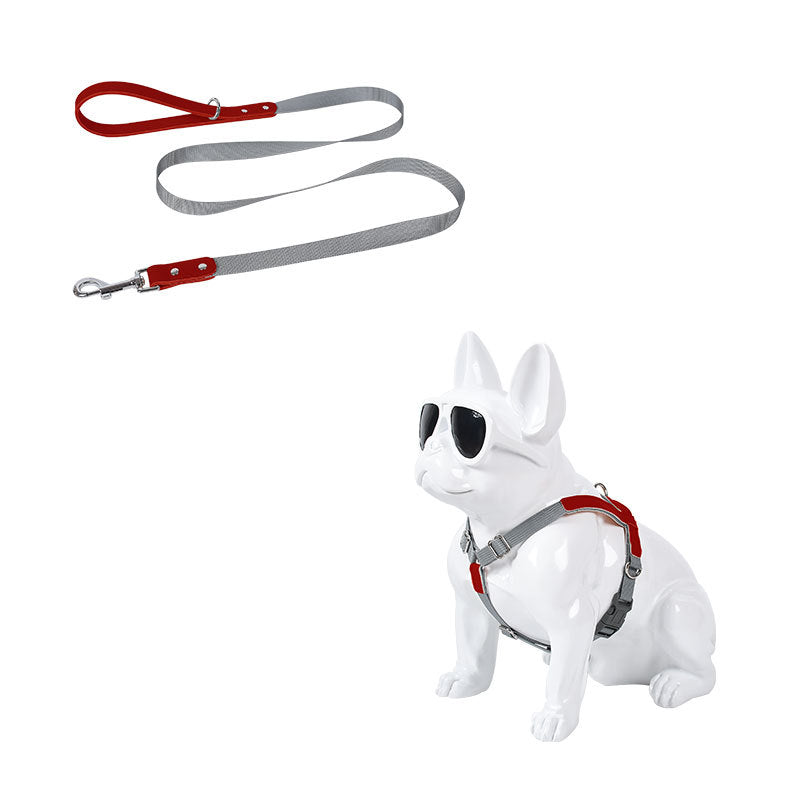 KFX-0200893 Fashionable PU Leather Dog Vest Harness with Nylon Leash Set, Adjustable Strap Sizes Available