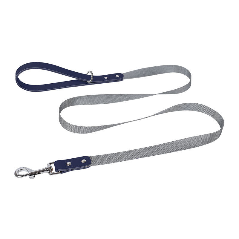 KFX-0200893 Fashionable PU Leather Dog Vest Harness with Nylon Leash Set, Adjustable Strap Sizes Available