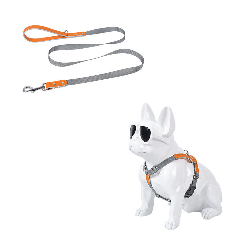 KFX-0200893 Fashionable PU Leather Dog Vest Harness with Nylon Leash Set, Adjustable Strap Sizes Available