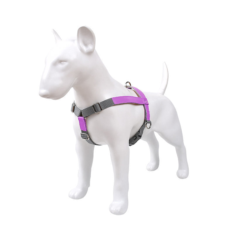 KFX-0200893 Fashionable PU Leather Dog Vest Harness with Nylon Leash Set, Adjustable Strap Sizes Available