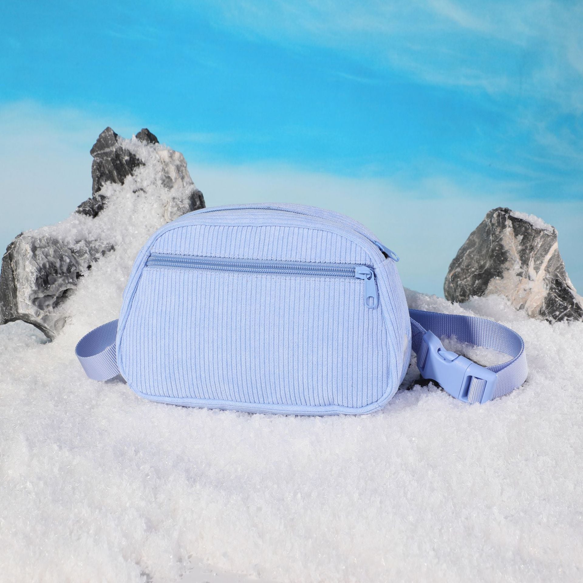 KFX-0201405 Baby Blue Pet Collar and Leash Set with Chest Back Harness and Mini Schoolbag Waste Bag Holder