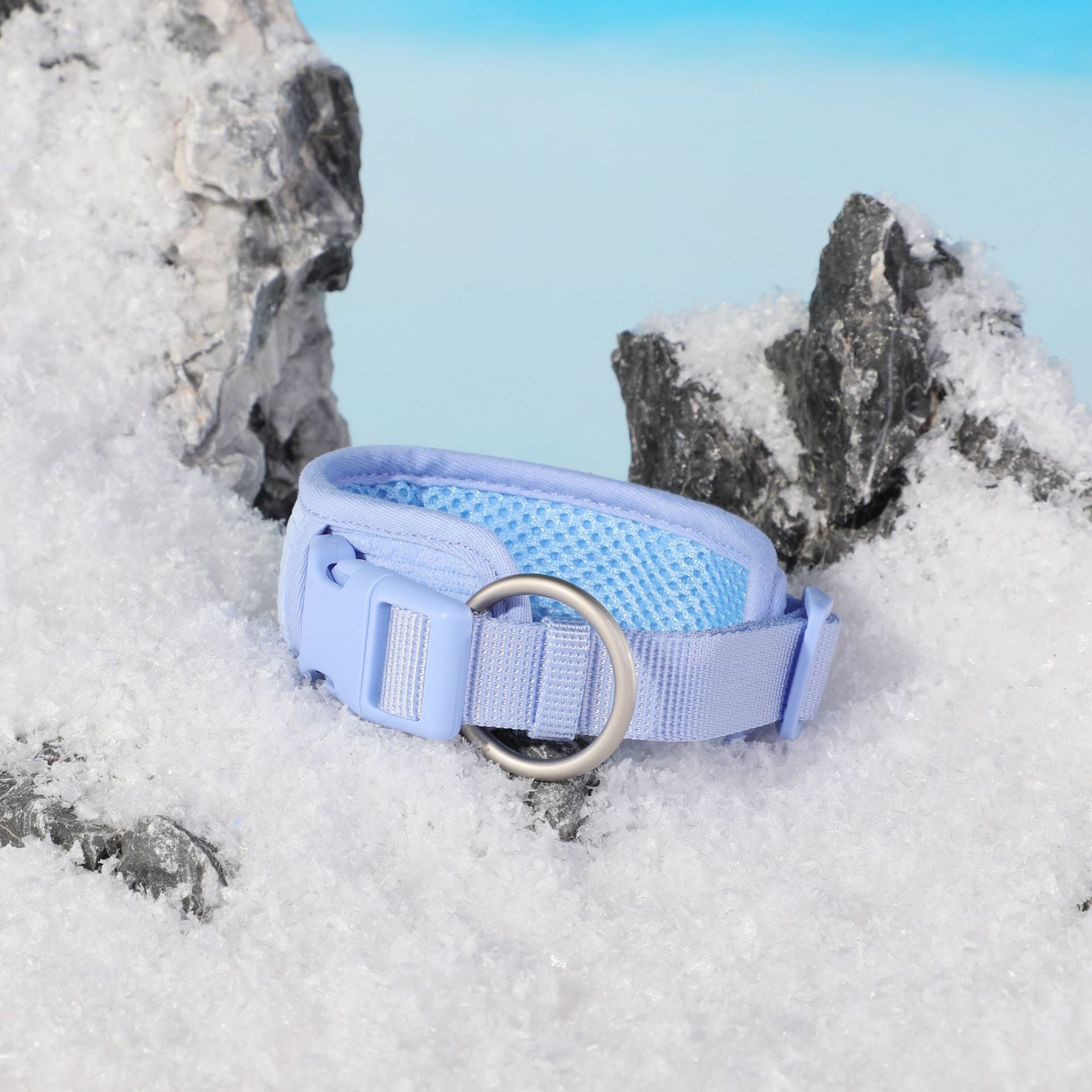 KFX-0201405 Baby Blue Pet Collar and Leash Set with Chest Back Harness and Mini Schoolbag Waste Bag Holder