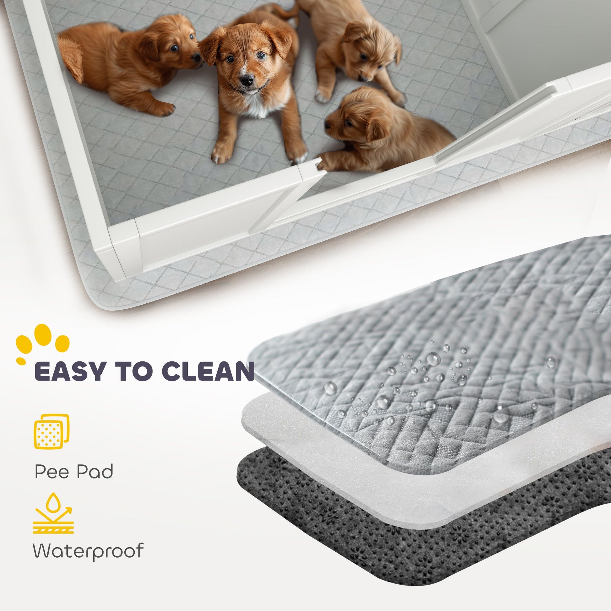 KFX-0203069 Whelping Box for Medium Dogs with Waterproof Pad and Adjustable Entrance - 77" x 38" x 19"