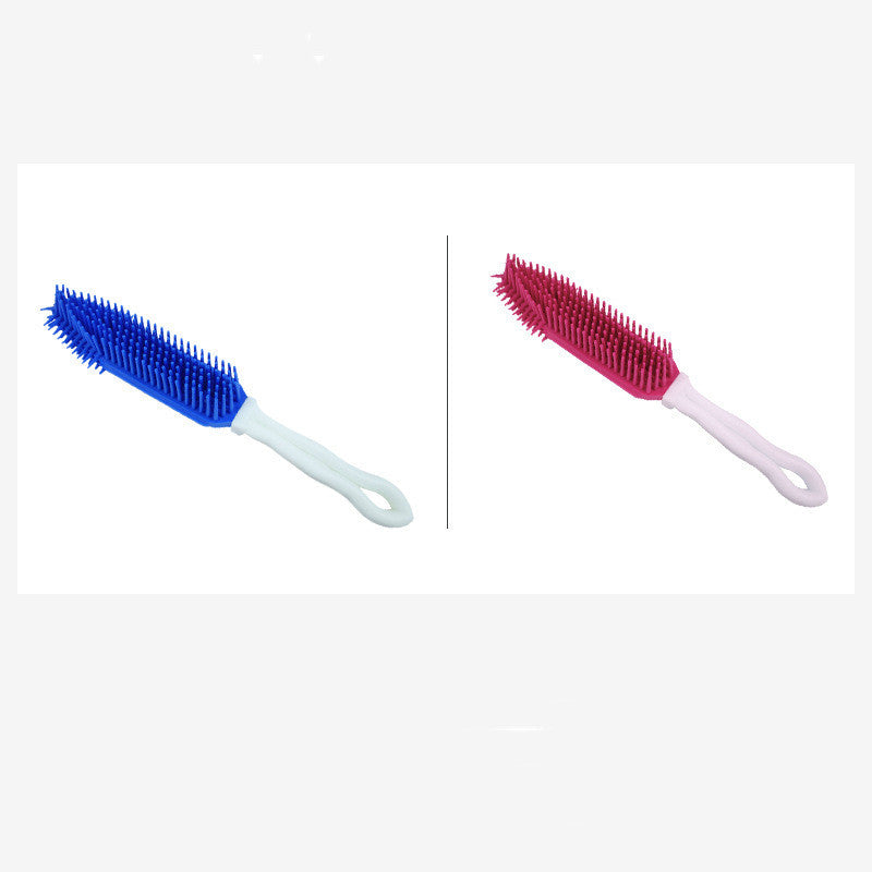 KFX-0203197 Pet Bath Brush for Dogs and Cats - Silicone and Plastic Scrubbing Tool in Blue, 27cm Length