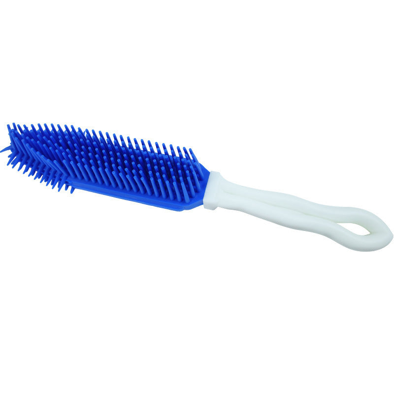 KFX-0203197 Pet Bath Brush for Dogs and Cats - Silicone and Plastic Scrubbing Tool in Blue, 27cm Length