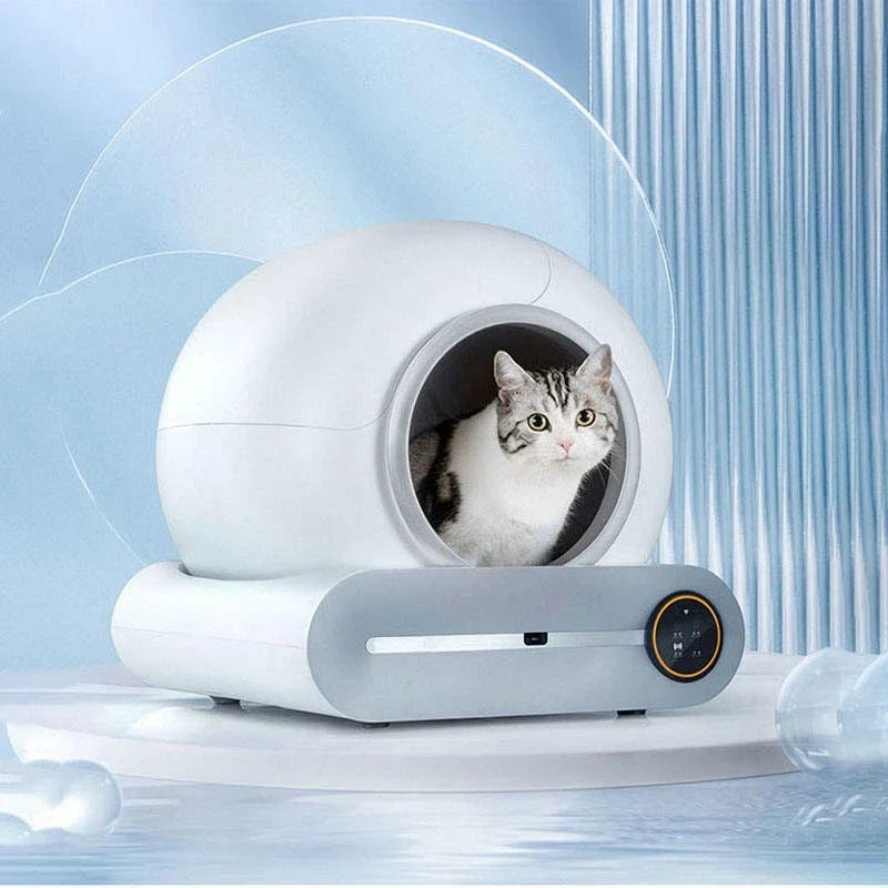 KFX-020499 Smart Cat Litter Box with Automatic Cleaning, Odor Control, and Easy-Pull Garbage Bag