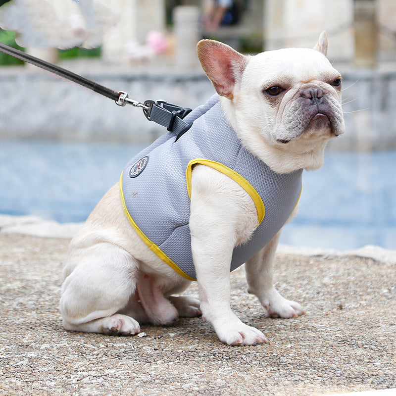 KFX-0206653 Cooling Vest for Dogs - Cold Fabric Chest Strap in Grayish Yellow, Available in Multiple Sizes