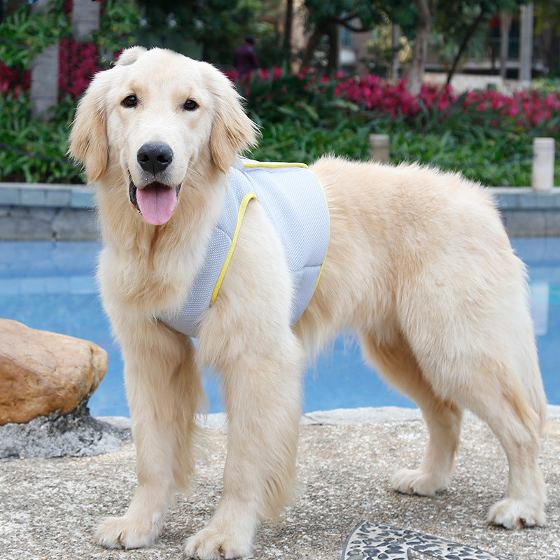 KFX-0206653 Cooling Vest for Dogs - Cold Fabric Chest Strap in Grayish Yellow, Available in Multiple Sizes