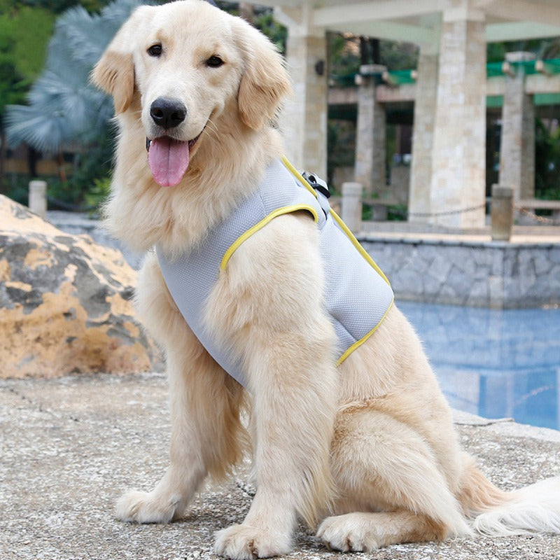 KFX-0206653 Cooling Vest for Dogs - Cold Fabric Chest Strap in Grayish Yellow, Available in Multiple Sizes