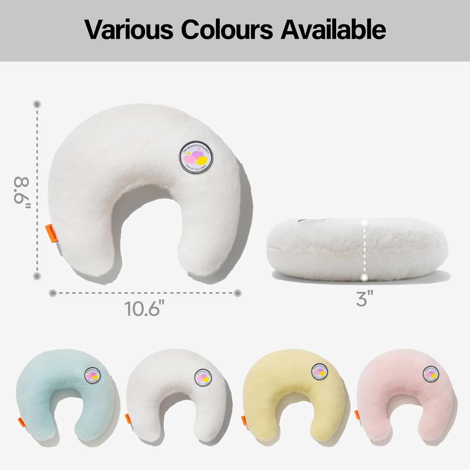 KFX-0207037 U-Shaped Orthopedic Cat & Puppy Pillow for Joint Relief - 10.6x9.8 Inch Fluffy Support Cushion - White