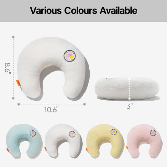KFX-0207037 U-Shaped Orthopedic Cat & Puppy Pillow for Joint Relief - 10.6x9.8 Inch Fluffy Support Cushion - White