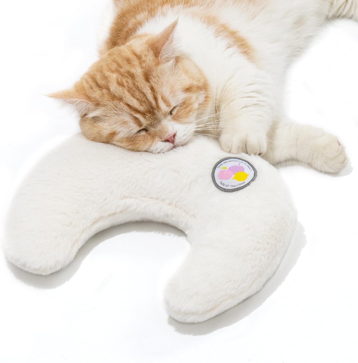 KFX-0207037 U-Shaped Orthopedic Cat & Puppy Pillow for Joint Relief - 10.6x9.8 Inch Fluffy Support Cushion - White