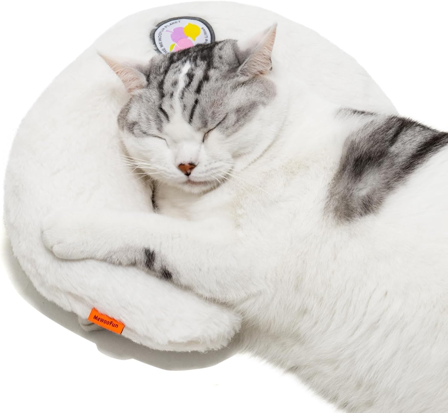 KFX-0207037 U-Shaped Orthopedic Cat & Puppy Pillow for Joint Relief - 10.6x9.8 Inch Fluffy Support Cushion - White