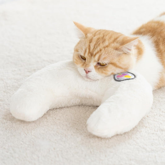 KFX-0207037 U-Shaped Orthopedic Cat & Puppy Pillow for Joint Relief - 10.6x9.8 Inch Fluffy Support Cushion - White