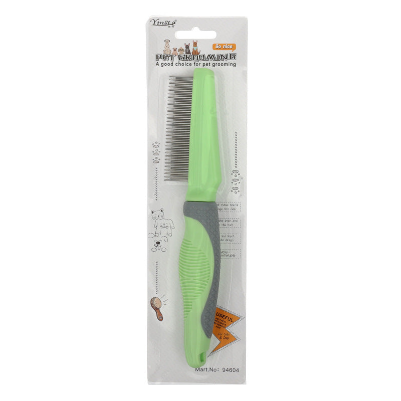 KFX-0208957 Metal and TPR Pet Dog Hair Removal Comb with Thin and Dense Teeth