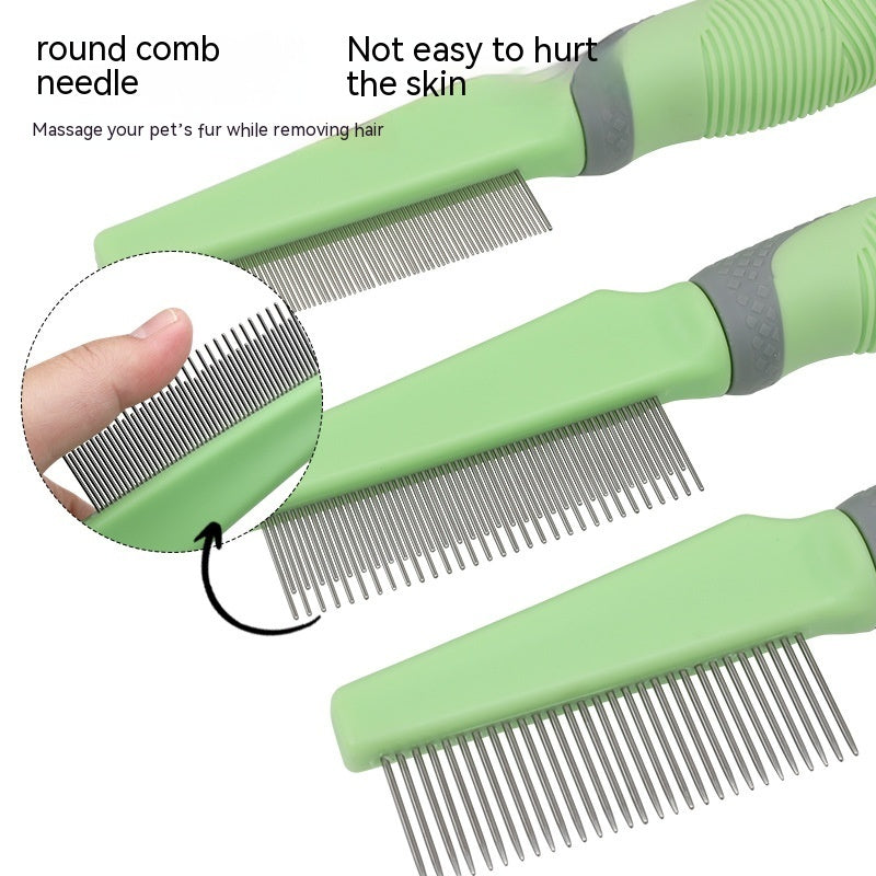 KFX-0208957 Metal and TPR Pet Dog Hair Removal Comb with Thin and Dense Teeth