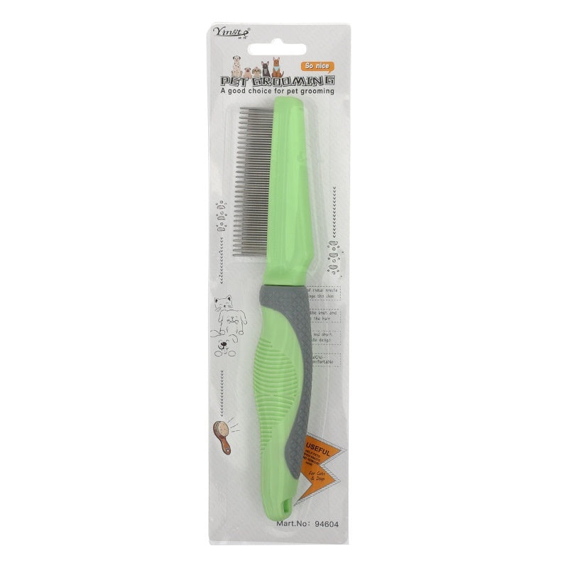 KFX-0208957 Metal and TPR Pet Dog Hair Removal Comb with Thin and Dense Teeth