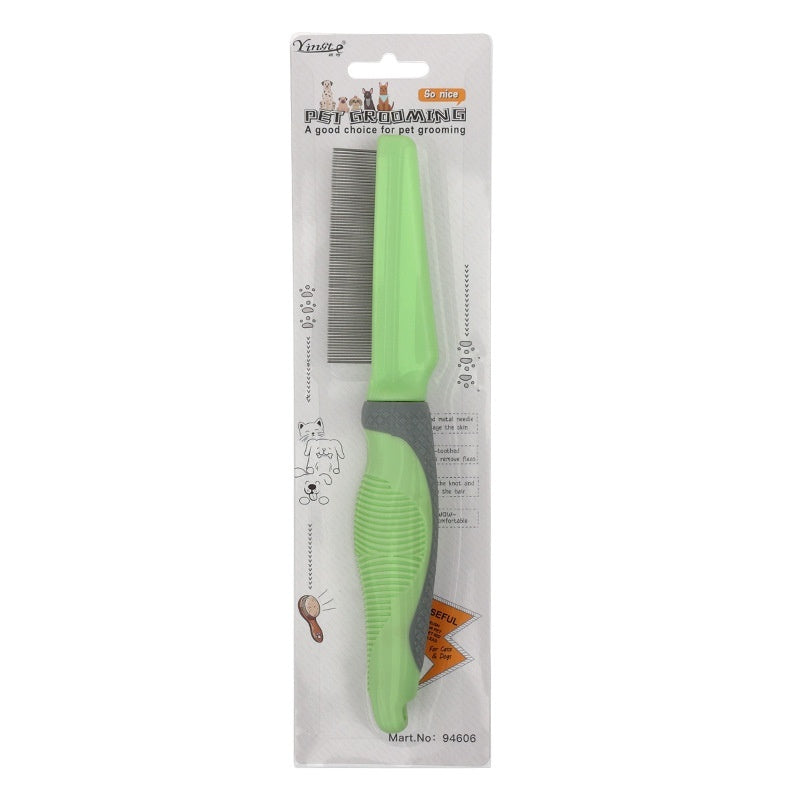 KFX-0208957 Metal and TPR Pet Dog Hair Removal Comb with Thin and Dense Teeth