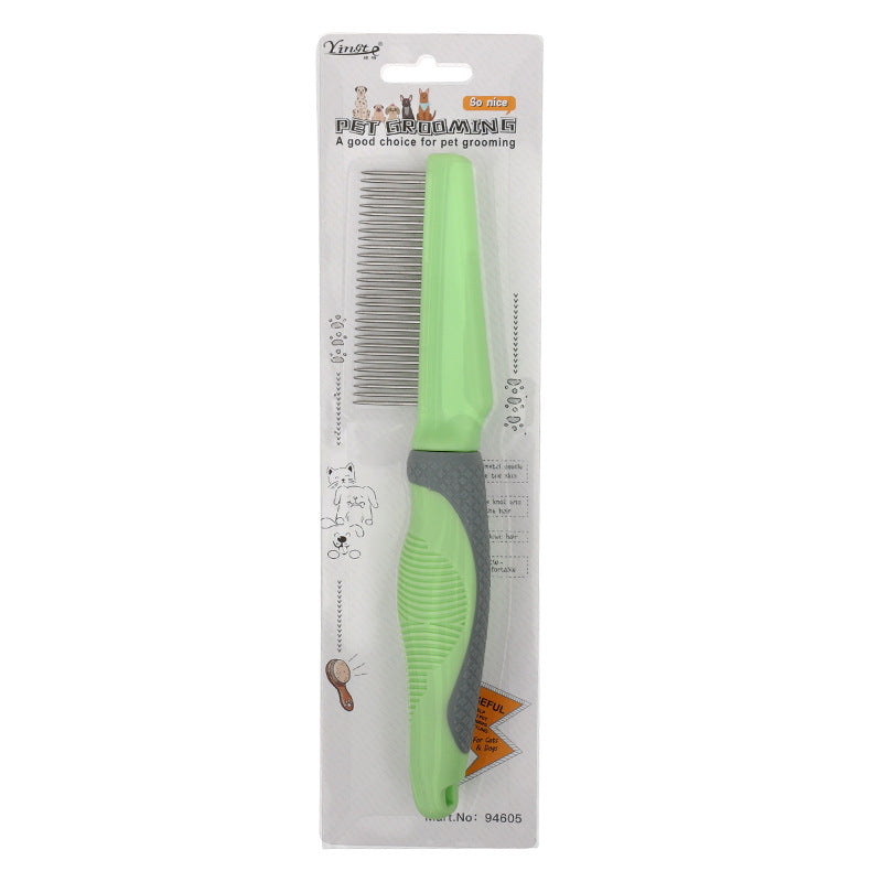 KFX-0208957 Metal and TPR Pet Dog Hair Removal Comb with Thin and Dense Teeth