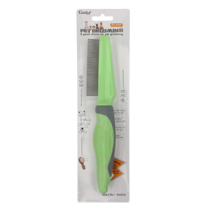 KFX-0208957 Metal and TPR Pet Dog Hair Removal Comb with Thin and Dense Teeth