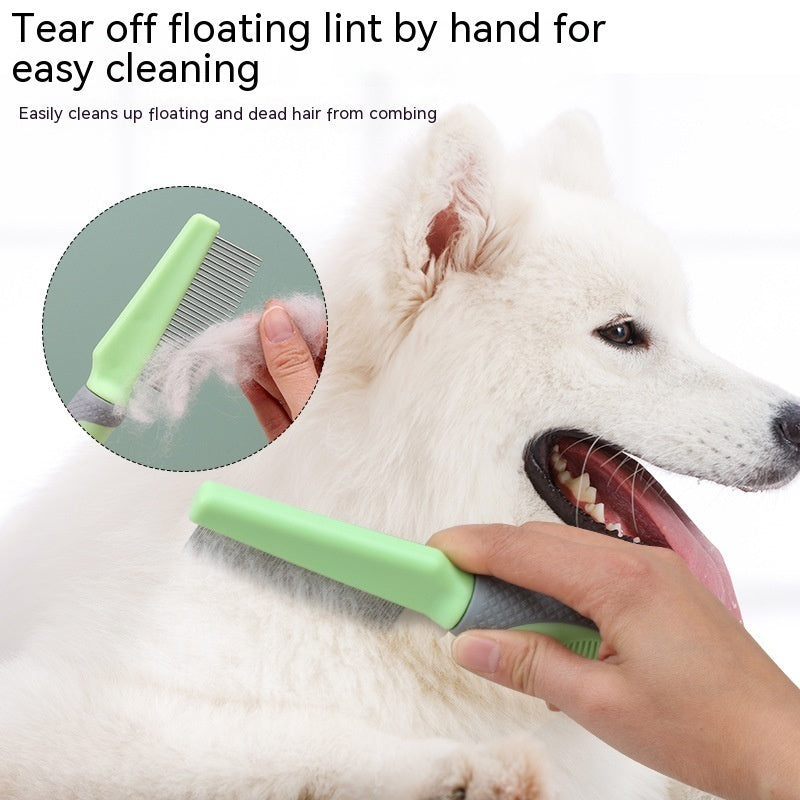 KFX-0208957 Metal and TPR Pet Dog Hair Removal Comb with Thin and Dense Teeth