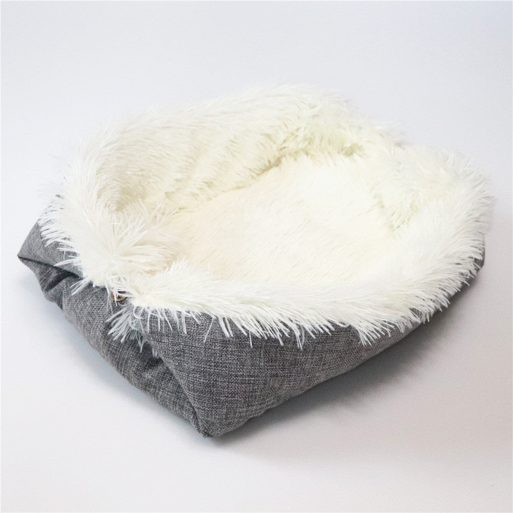 KFX-0209213 Convertible Plush Pet Mat – Dual-Purpose Foldable Cushion for Cats and Small Pets, Machine Washable and Soft