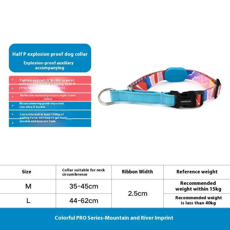 KFX-0209341 Explosion-proof Pet Traction Neckband - Durable Nylon Collar in Sunrise, Bobby, Hill Mark, Florida Colors