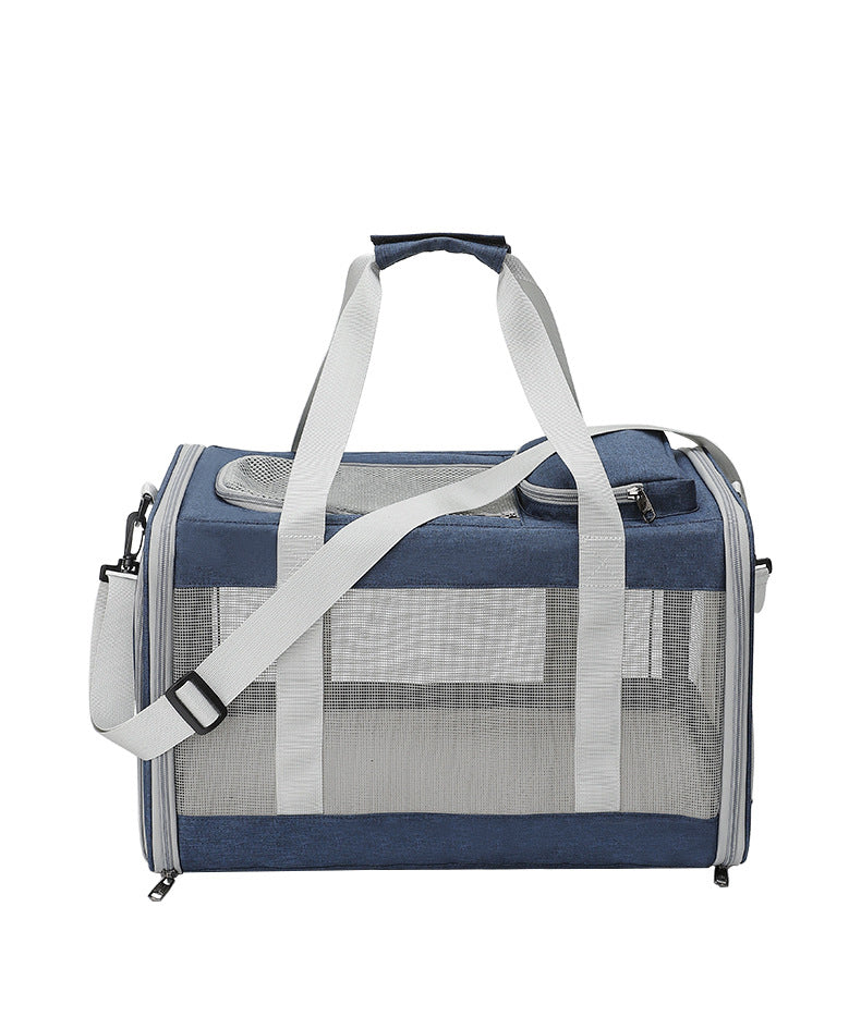 KFX-0209597 Foldable Lightweight Breathable Cat Carrier Bag with Canvas Material
