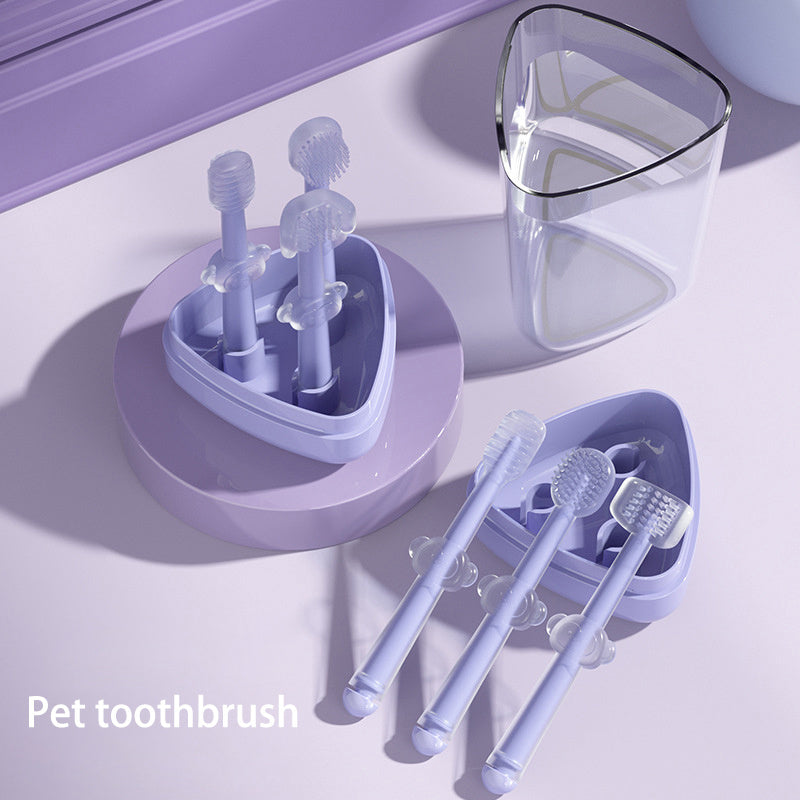 KFX-0210621 Pet Toothbrush for Cats and Dogs - Silica Gel Brush for Dental Care, Fresh Breath, and Tartar Control