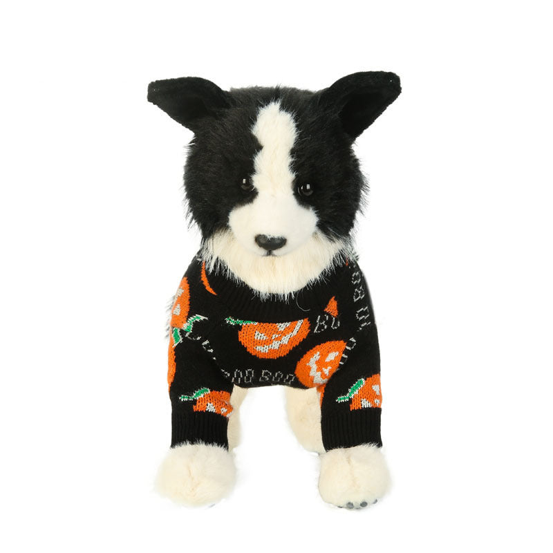 KFX-0211133 Halloween Pumpkin Pattern Dog Sweater - Black, Sizes S-XXL, Polyester Material