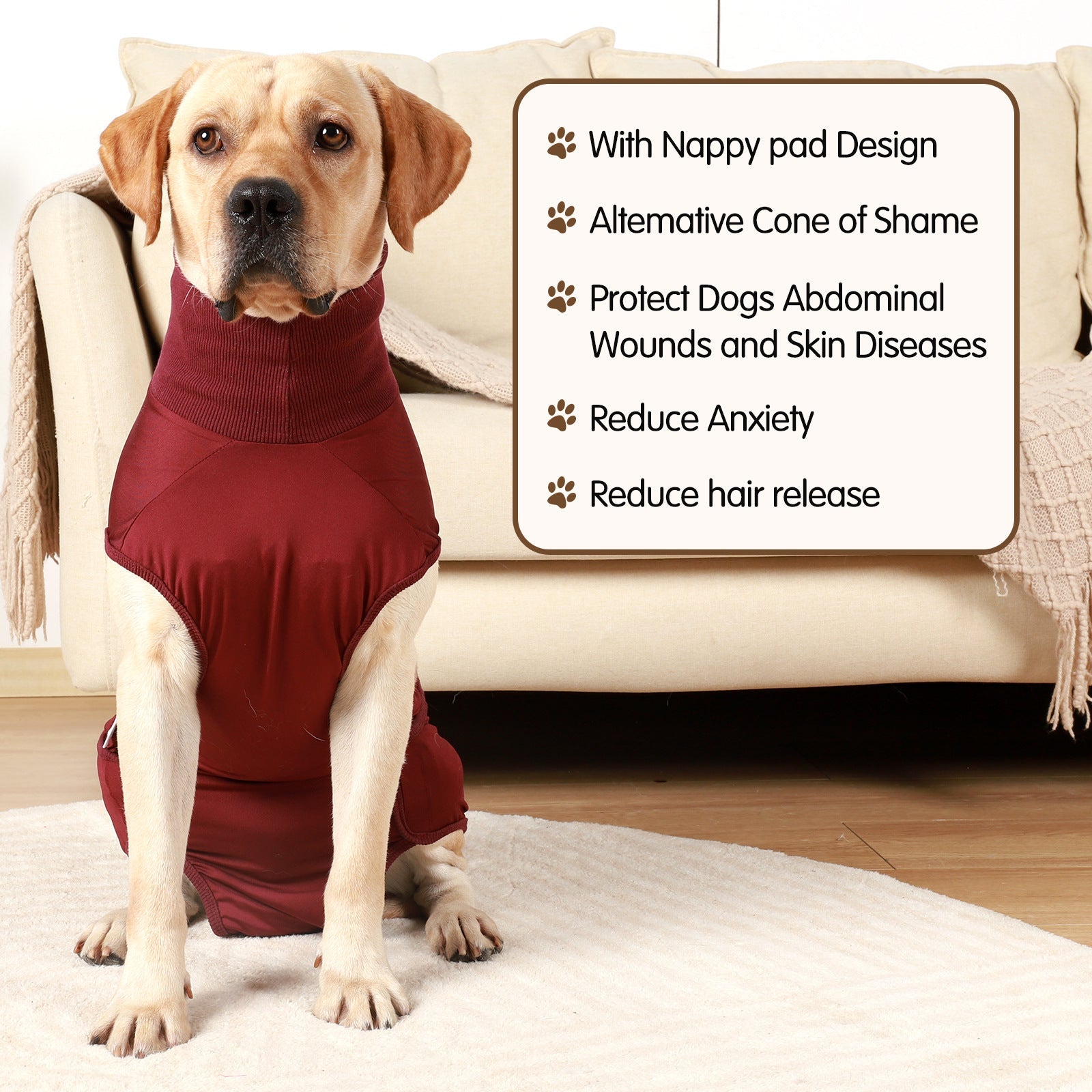 KFX-0211517 Post-Sterilization Pet Dog Vest in Grey and Wine Red - Polyester Fabric, Multiple Sizes Available