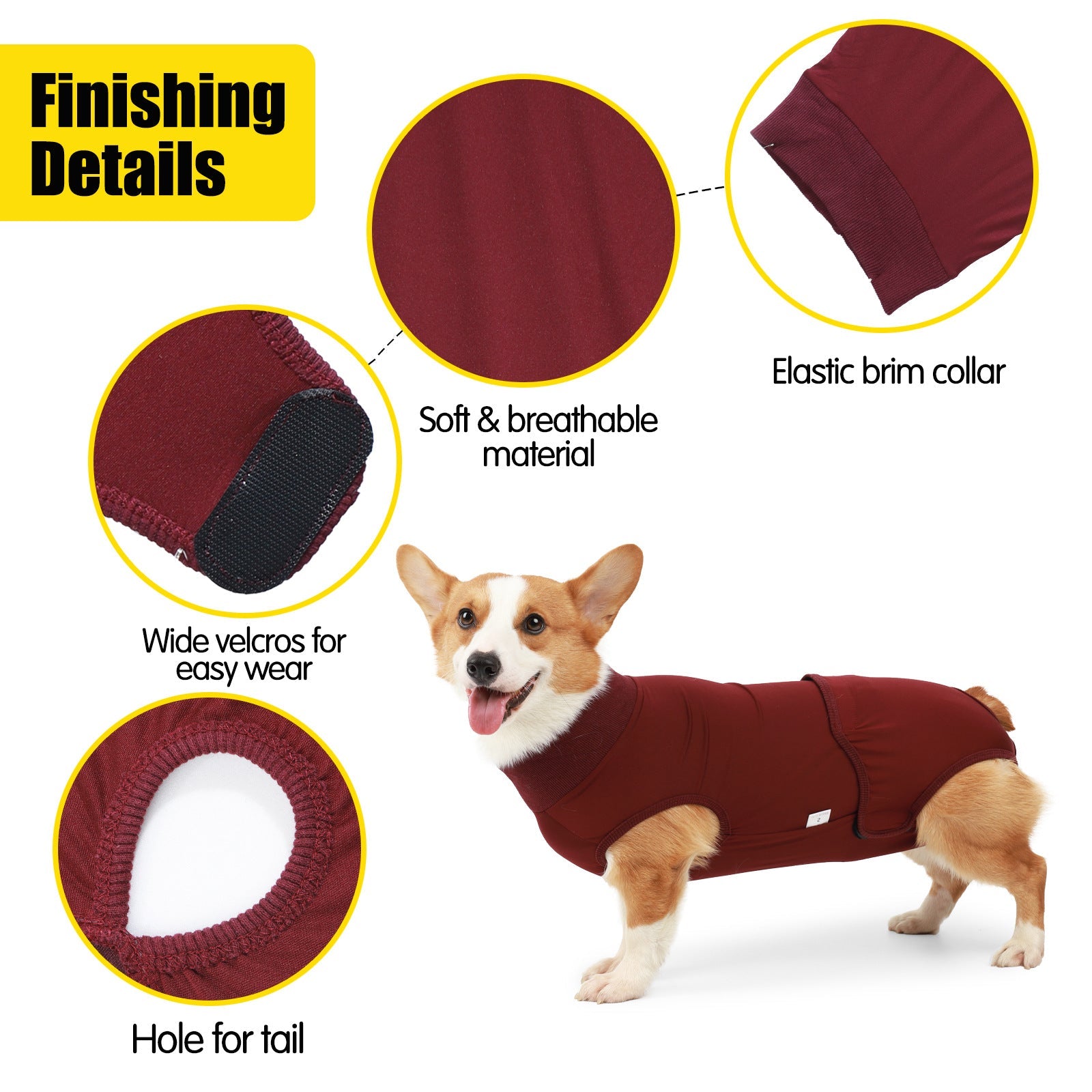 KFX-0211517 Post-Sterilization Pet Dog Vest in Grey and Wine Red - Polyester Fabric, Multiple Sizes Available