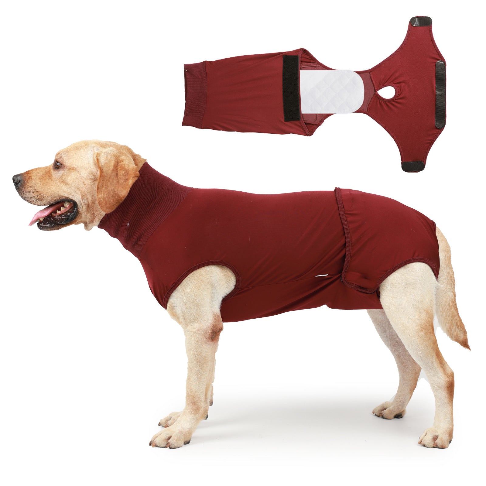 KFX-0211517 Post-Sterilization Pet Dog Vest in Grey and Wine Red - Polyester Fabric, Multiple Sizes Available