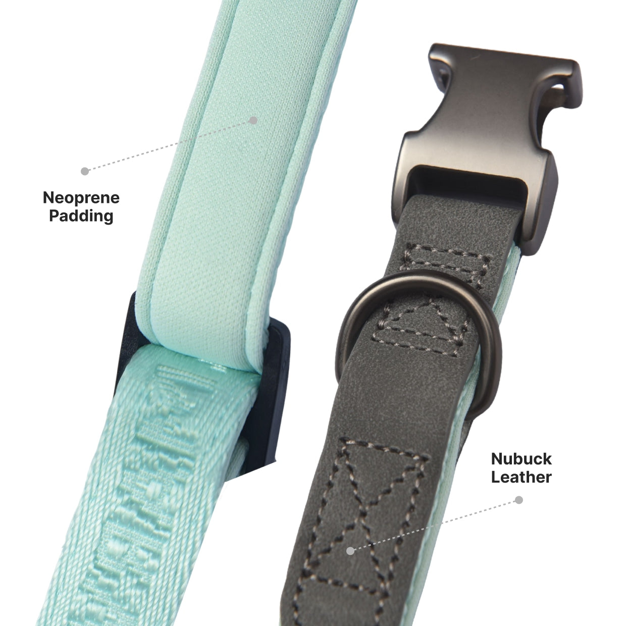 KFX-0214589 Adjustable Neoprene Padded Dog Collar with Side-Release Buckle and D-Ring, 1 Inch Wide