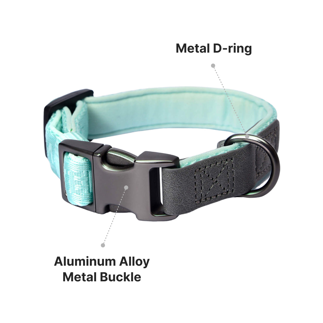 KFX-0214589 Adjustable Neoprene Padded Dog Collar with Side-Release Buckle and D-Ring, 1 Inch Wide