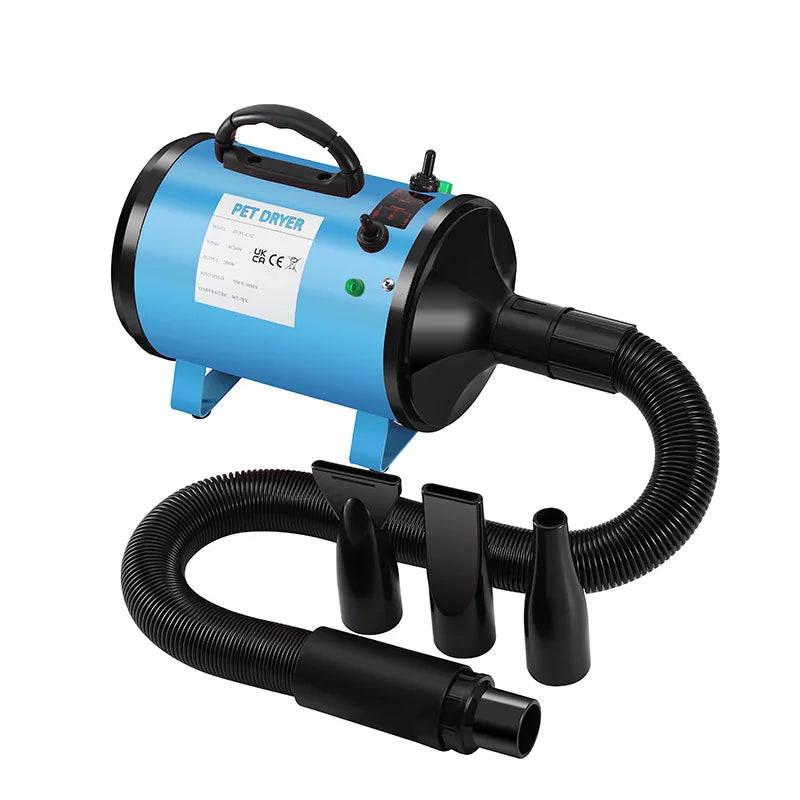 KFX-021459 High Velocity Low Noise Pet Dryer for Cats and Dogs - 3200W Metal Surface Blower