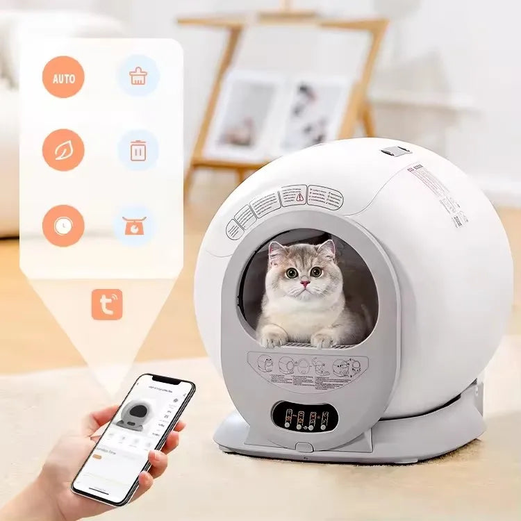 KFX-021651 Automatic Self-Cleaning Cat Litter Box, Eco-Friendly Design, Odor Control, Large 65L Capacity, Easy Maintenance