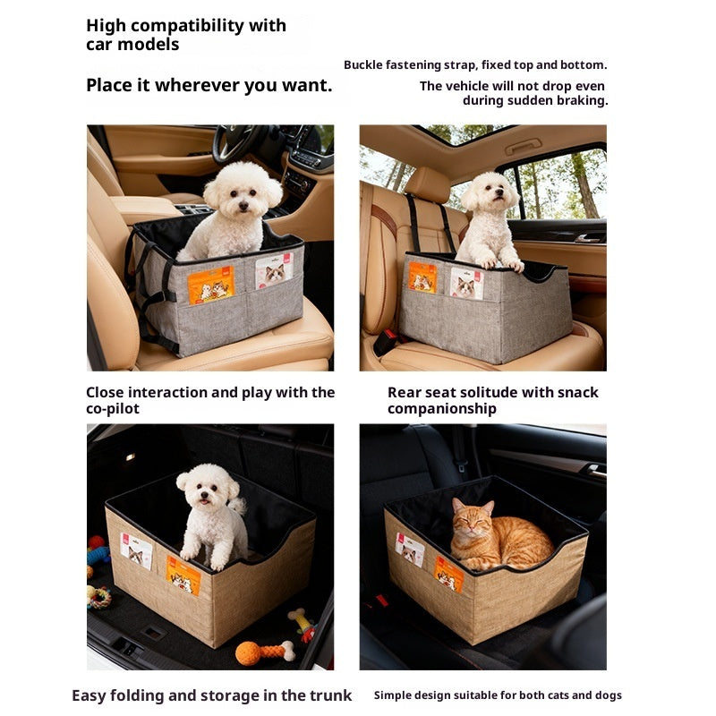 KFX-0217917 Portable Long-Distance Pet Car Nest with Four-Season Oxford Fabric in Gray, Khaki, Blue, and Cyan
