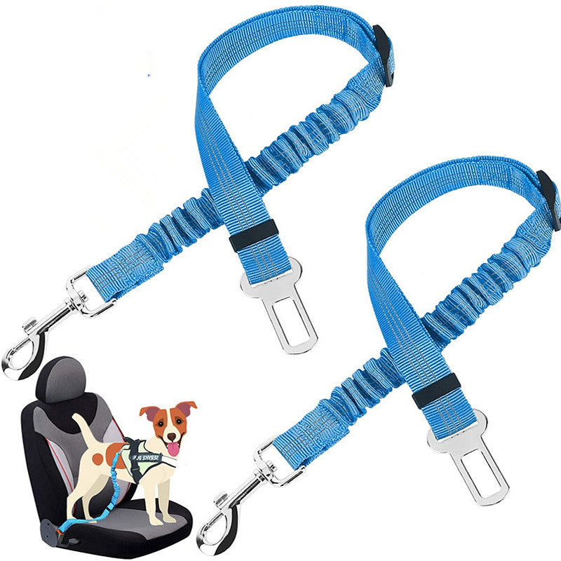 KFX-0218685 Adjustable Polyester Dog Car Seat Belt with Zinc Alloy Clips - Multiple Colors Available