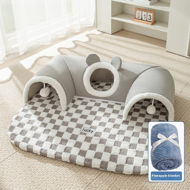 KFX-0220733 Cozy Cat Nest with Hide-and-Seek Tunnel for Play and Rest