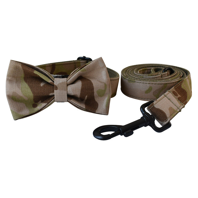 KFX-0220861 Camouflage Dog Leash and Collar Set with Bow Accessories