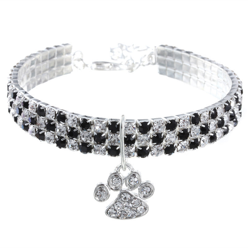 KFX-0221501 Diamond-Encrusted Elastic Pet Collar for Cats and Dogs - Multiple Colors Available