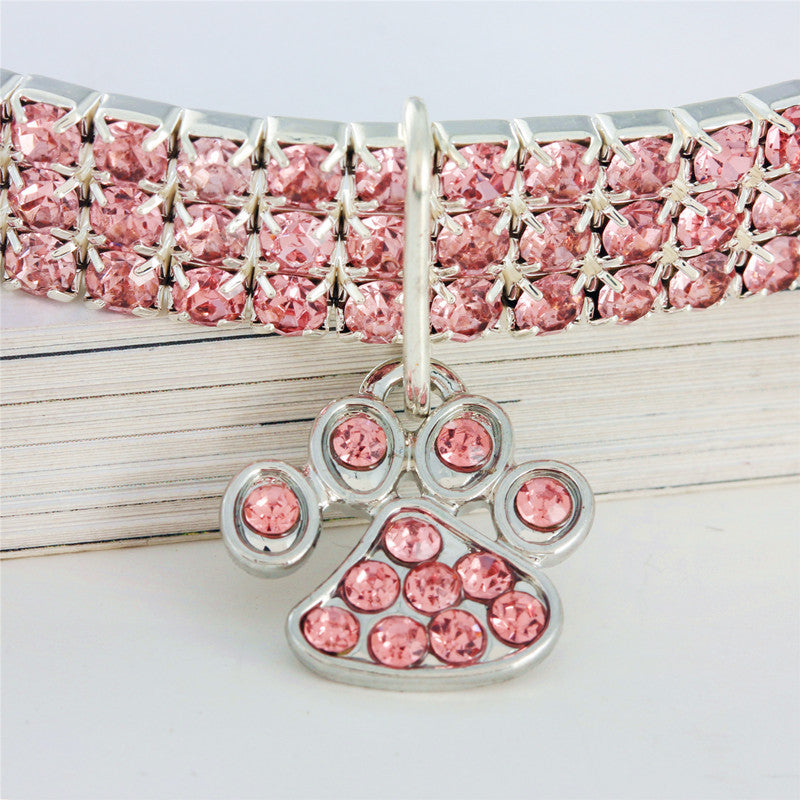 KFX-0221501 Diamond-Encrusted Elastic Pet Collar for Cats and Dogs - Multiple Colors Available